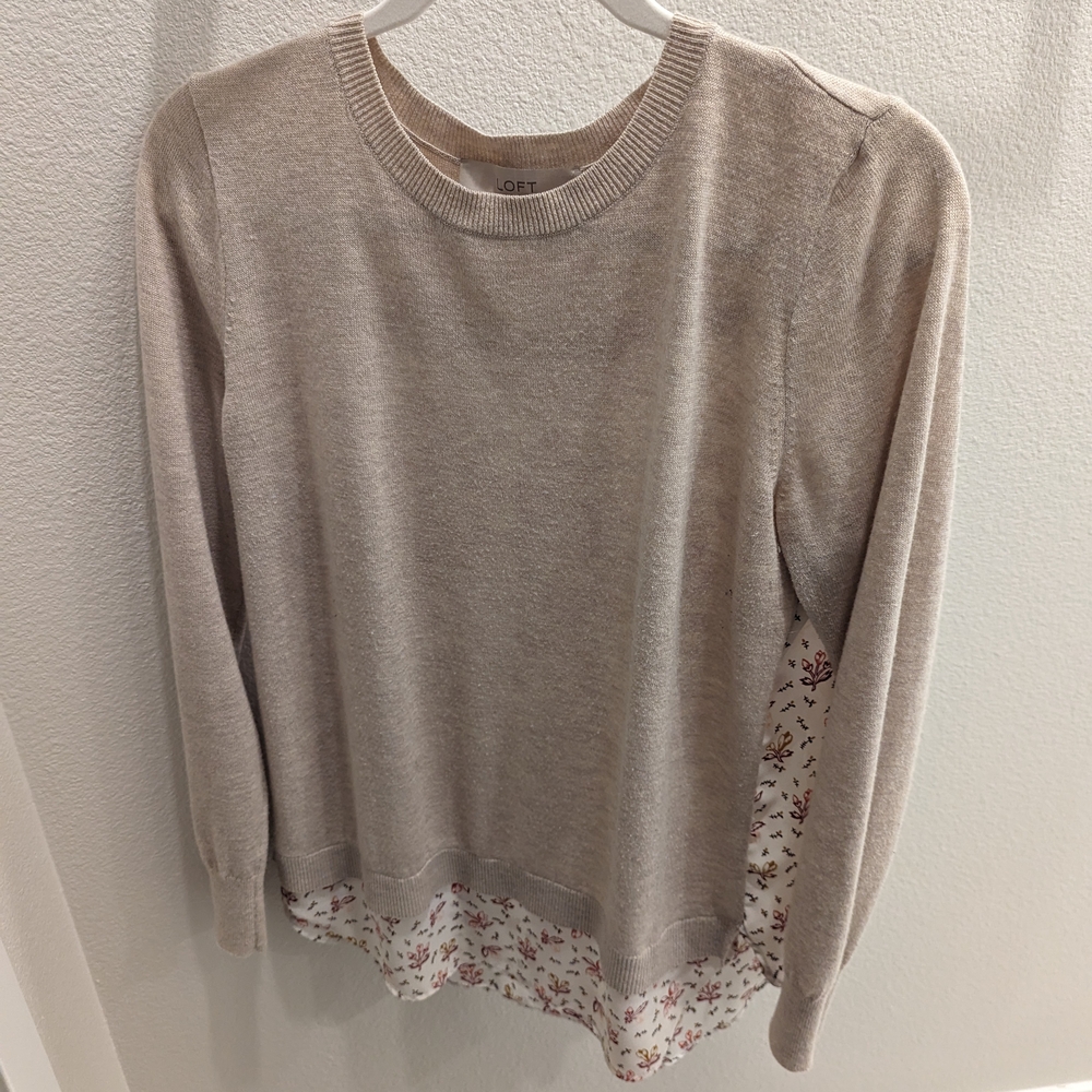 LOFT Beige Sweater with Floral Back